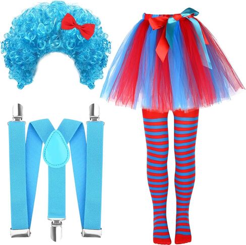 Kavoc 4Pack Blue Cat Cosplay Outfit Including Headband Blue Suspender Socks Tutu Skirt for Fancy Dress Up Party Apparel in Kuwait