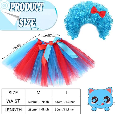 Kavoc 4Pack Blue Cat Cosplay Outfit Including Headband Blue Suspender Socks Tutu Skirt for Fancy Dress Up Party Apparel in Kuwait