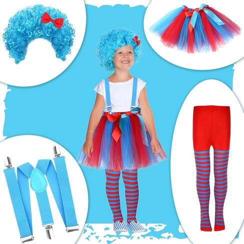 Kavoc 4Pack Blue Cat Cosplay Outfit Including Headband Blue Suspender Socks Tutu Skirt for Fancy Dress Up Party Apparel in Kuwait