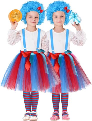 Kavoc 4Pack Blue Cat Cosplay Outfit Including Headband Blue Suspender Socks Tutu Skirt for Fancy Dress Up Party Apparel in Kuwait