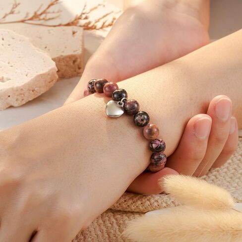 HGDEER ​​30/40/50/60 هدايا عيد ميلاد للنساء، أساور قلب من الحجر الطبيعي للأم والعمة والزوجة والصديق والأخت in Kuwait