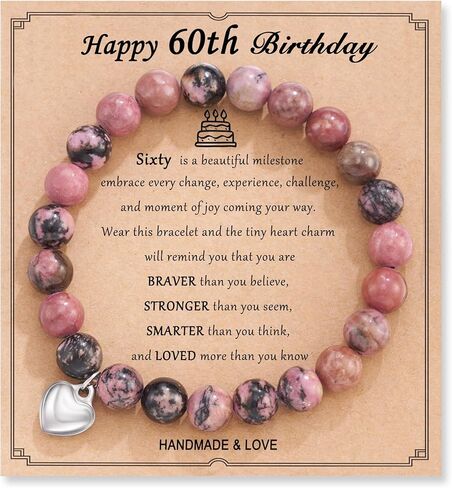 HGDEER ​​30/40/50/60 هدايا عيد ميلاد للنساء، أساور قلب من الحجر الطبيعي للأم والعمة والزوجة والصديق والأخت in Kuwait