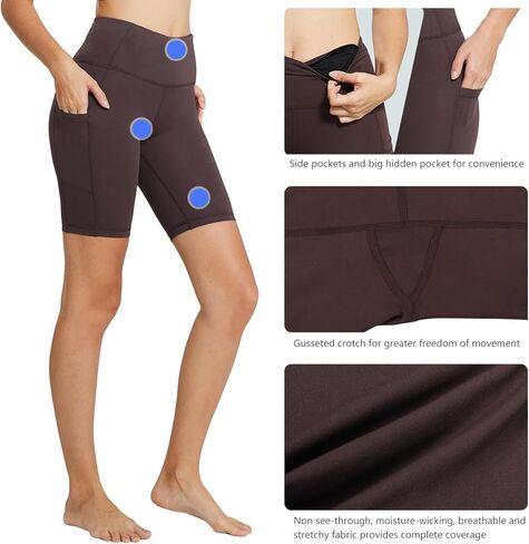 BALEAF Women's 8"/ 7"/ 5" Biker Shorts High Waist Yoga Workout Gym Running Volleyball Spandex Shorts with Pockets in Saudi Arabia