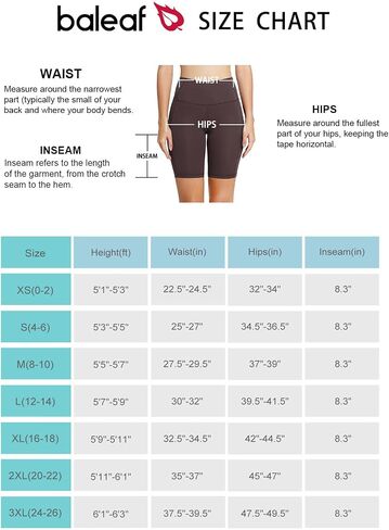 BALEAF Women's 8"/ 7"/ 5" Biker Shorts High Waist Yoga Workout Gym Running Volleyball Spandex Shorts with Pockets in Saudi Arabia