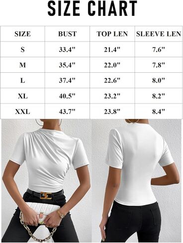 قمصان LOLONG النسائية قصيرة الأكمام صيفية كاجوال أساسية مكشكشة ورقبة قارب ضيقة in Kuwait