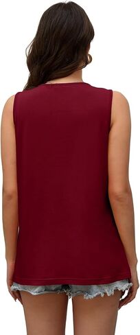 OFEEFAN Womens Tank Tops Summer Pleated Crew Neck Sleeveless Tops for Women Ruched Loose in Kuwait