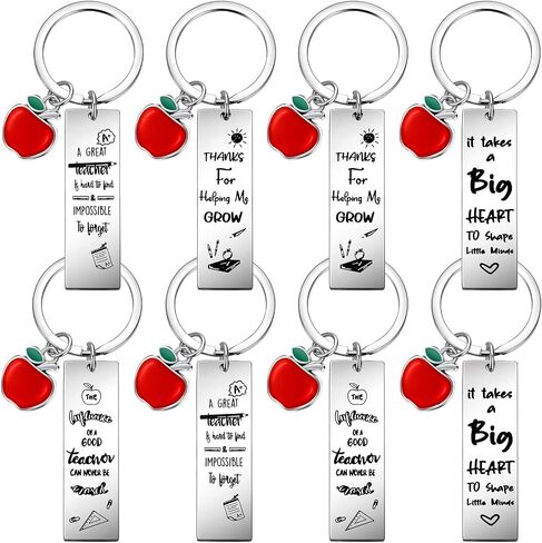 Hicarer 8 Pcs Teacher Appreciation Heart Teacher Keychain Set Christmas Teacher Gifts for Women (Rectangular Style) in Saudi Arabia