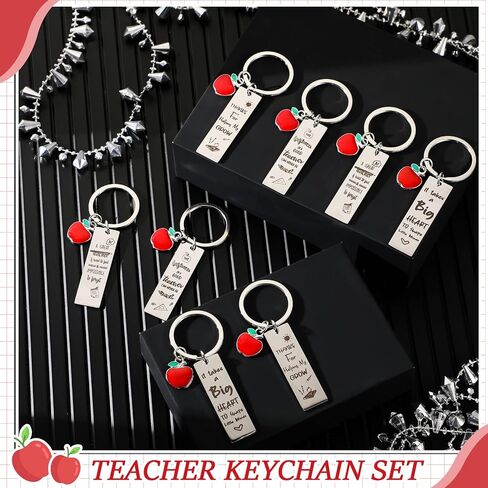 Hicarer 8 Pcs Teacher Appreciation Heart Teacher Keychain Set Christmas Teacher Gifts for Women (Rectangular Style) in Saudi Arabia