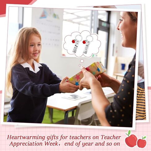 Hicarer 8 Pcs Teacher Appreciation Heart Teacher Keychain Set Christmas Teacher Gifts for Women (Rectangular Style) in Saudi Arabia