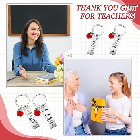 Hicarer 8 Pcs Teacher Appreciation Heart Teacher Keychain Set Christmas Teacher Gifts for Women (Rectangular Style) in Saudi Arabia