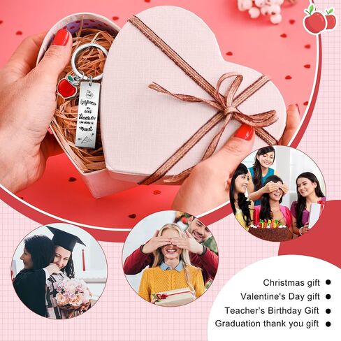 Hicarer 8 Pcs Teacher Appreciation Heart Teacher Keychain Set Christmas Teacher Gifts for Women (Rectangular Style) in Saudi Arabia