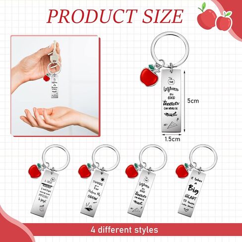 Hicarer 8 Pcs Teacher Appreciation Heart Teacher Keychain Set Christmas Teacher Gifts for Women (Rectangular Style) in Saudi Arabia