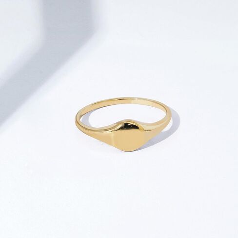 Amazon Essentials 14K Plated Sterling Silver Round Signet Ring in Saudi Arabia