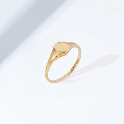 Amazon Essentials 14K Plated Sterling Silver Round Signet Ring in Saudi Arabia