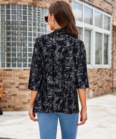 سترة LIOFOER النسائية Shurgs مفتوحة من الأمام وأكمام 3/4 خفيفة الوزن كاجوال S-XXL in Kuwait