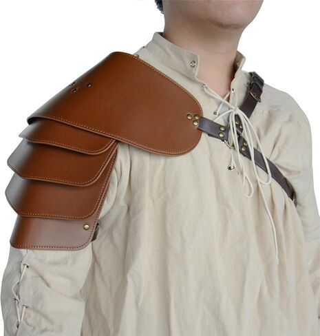 CrosCentury Medieval Leather Shoulder Armor Cosplay PU Leather Viking Armor for Men Women Viking Party Brown in Kuwait