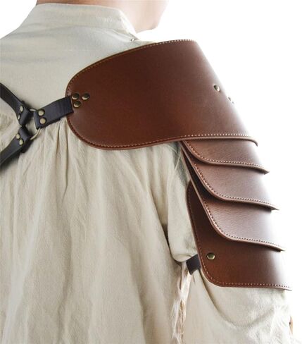 CrosCentury Medieval Leather Shoulder Armor Cosplay PU Leather Viking Armor for Men Women Viking Party Brown in Kuwait