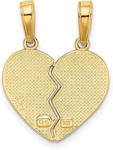 Diamond2Deal 14k Yellow Gold I Love You Break Apart Heart Pendant Fine Jewelry for Women (L- 19 mm W- 16 mm), Yellow Gold in Saudi Arabia