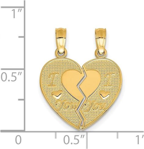 Diamond2Deal 14k Yellow Gold I Love You Break Apart Heart Pendant Fine Jewelry for Women (L- 19 mm W- 16 mm), Yellow Gold in Saudi Arabia