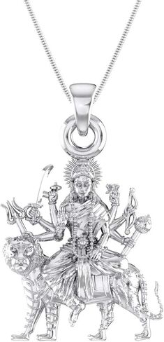 Goddess Durga Maa Pendant for Men & Women Pure Silver Durga Maa Locket for Good Health & Wealth in Saudi Arabia