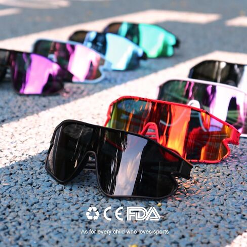 Kids Sunglasses, Youth Baseball Sunglasses Polarized Sports Cycling Shades for Boys Girls Lightweight Frame in Saudi Arabia