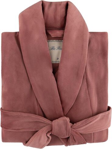 Be Relax Terry Velour Robe - Made of Polyester, Shawl Collar Robe with Belt & Side Pockets, Soft & Warm Bathrobe for Women in Kuwait