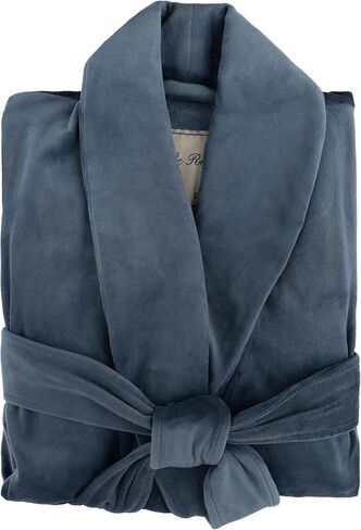 Be Relax Terry Velour Robe - Made of Polyester, Shawl Collar Robe with Belt & Side Pockets, Soft & Warm Bathrobe for Women in Kuwait