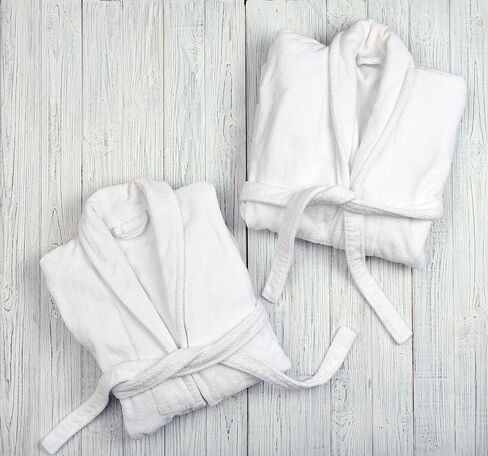 Bathrobe for Women, White Cotton Bath Robes, Terry Cloth Robes, Lightweight Plush, Long Bathrobe, Spa, Robes, Unisex, Medium in Saudi Arabia