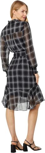 Tommy Hilfiger Women's Fit and Flare Chiffon Long Sleeve V-Neck Dress in Saudi Arabia