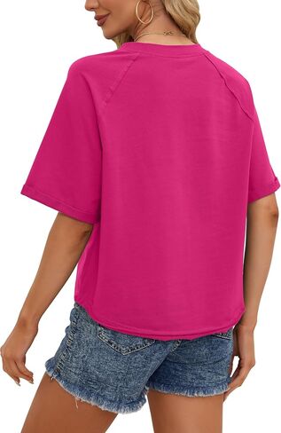 RUBZOOF المرأة تي شيرت عادية كم قصير فضفاض قمصان مناسبة الصيف Crewneck بلايز تيز موضة 2024 in Saudi Arabia