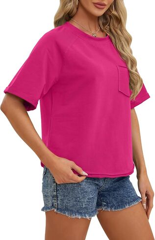 RUBZOOF المرأة تي شيرت عادية كم قصير فضفاض قمصان مناسبة الصيف Crewneck بلايز تيز موضة 2024 in Saudi Arabia