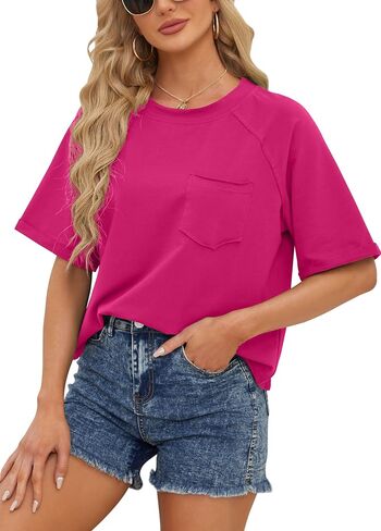 RUBZOOF المرأة تي شيرت عادية كم قصير فضفاض قمصان مناسبة الصيف Crewneck بلايز تيز موضة 2024 in Saudi Arabia