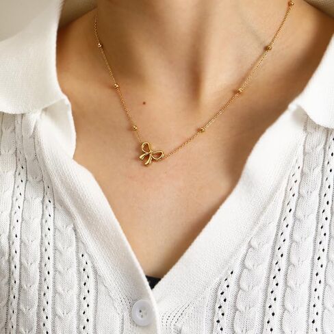 ZRU Gold Bow Earrings Necklace Bracelet Jewelry Set for Women-Ribbon Bowknot Stud Earrings Pendant Choker Necklace Bracelet 18K Gold Plated Bow Valentines Gifts Fashion Jewelry for Her in Kuwait
