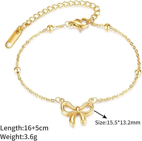 ZRU Gold Bow Earrings Necklace Bracelet Jewelry Set for Women-Ribbon Bowknot Stud Earrings Pendant Choker Necklace Bracelet 18K Gold Plated Bow Valentines Gifts Fashion Jewelry for Her in Kuwait