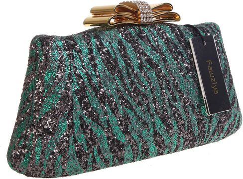 حقيبة يد مسائية من Fawziya مصنوعة من حجر الراين على شكل فيونكة لامعة وحمار وحشي كبيرة الحجم للنساء رسمية in Kuwait