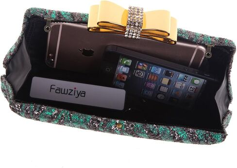 حقيبة يد مسائية من Fawziya مصنوعة من حجر الراين على شكل فيونكة لامعة وحمار وحشي كبيرة الحجم للنساء رسمية in Kuwait