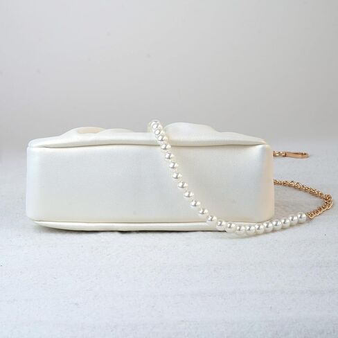Women's Elegant Pearl Handbag Pleated Design Crossbody Purse Wedding Prom Bride Clutch Purse With Pearl Chain in Saudi Arabia
