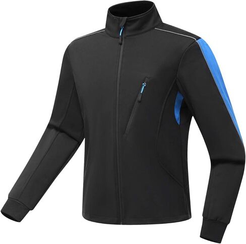 سترة Wantdo الرجالية الشتوية لركوب الدراجات الحرارية الدافئة ذات الغلاف الناعم المقاومة للرياح سترة مضادة للماء من الصوف عاكسة للضوء in Kuwait