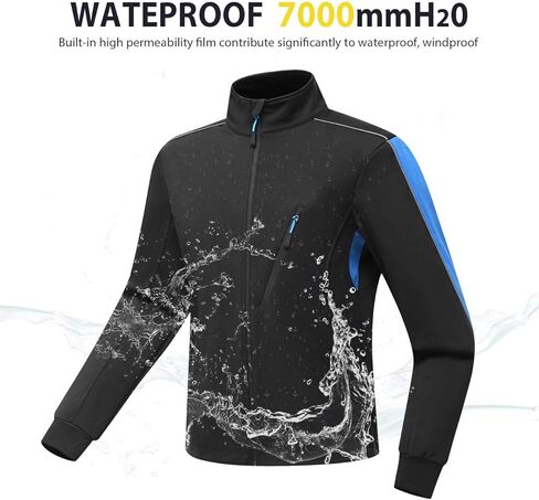 سترة Wantdo الرجالية الشتوية لركوب الدراجات الحرارية الدافئة ذات الغلاف الناعم المقاومة للرياح سترة مضادة للماء من الصوف عاكسة للضوء in Kuwait