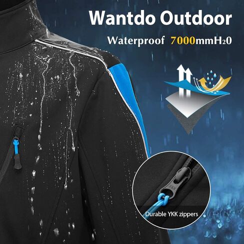 سترة Wantdo الرجالية الشتوية لركوب الدراجات الحرارية الدافئة ذات الغلاف الناعم المقاومة للرياح سترة مضادة للماء من الصوف عاكسة للضوء in Kuwait