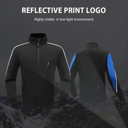 سترة Wantdo الرجالية الشتوية لركوب الدراجات الحرارية الدافئة ذات الغلاف الناعم المقاومة للرياح سترة مضادة للماء من الصوف عاكسة للضوء in Kuwait