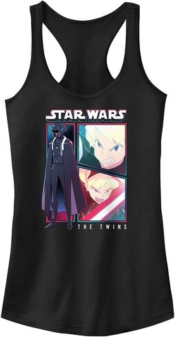 Star Wars Junior's Visions Twins Comic Panels Slim Fit, Scoop Hem Racerback Tank, Black, Medium in Saudi Arabia