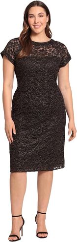 Maggy London Women's Plus Size Holiday Foil Glitter Shimmer Metallic Dress Occasion Party Guest of, Black/Gold in Saudi Arabia