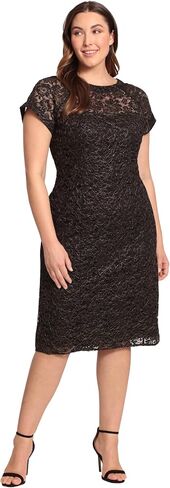 Maggy London Women's Plus Size Holiday Foil Glitter Shimmer Metallic Dress Occasion Party Guest of, Black/Gold in Saudi Arabia