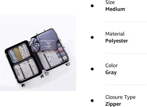 LANGUGU Compression Travel Luggage Organizers 6 Set, Mesh Clothes Bags Luggage Travel Packing Cubes with Bra Underwear Bag for Carry-on Luggage, Suitcase and Backpacking Accessories (Beige) in Kuwait