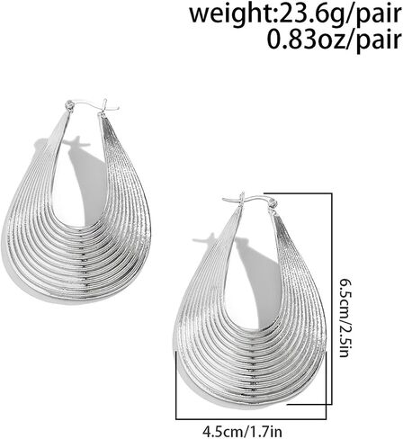 RCHENGYANUIMA Vintage Metal Curved Striped Hoop Earrings for Women Girls Gold Plated Pendant Geometric Studs Earrings Party Jewelry in Kuwait