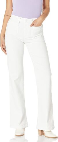 PAIGE Women's Leenah Patch Faux Welt Pockets High Rise Wide Leg in Crisp White in Saudi Arabia