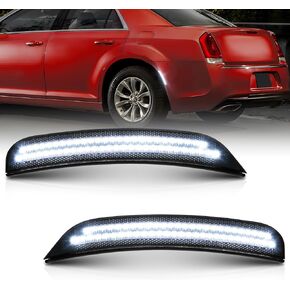 LED Side Marker Light Compatible with Chrysler 300 2015-2022 Front White Light Smoked Lens Fender Bumper White Lamps Pack of 2