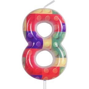 ZHIHUI Birthday Candle Colorful Building Block Birthday Party Decoration, Candy Bricks Happy Birthday Cake Candles, Boys Girls Kids Birthday Cake Topper Reunions Theme Party Supplies (Number 6)