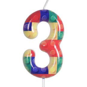 ZHIHUI Birthday Candle Colorful Building Block Birthday Party Decoration, Candy Bricks Happy Birthday Cake Candles, Boys Girls Kids Birthday Cake Topper Reunions Theme Party Supplies (Number 6)